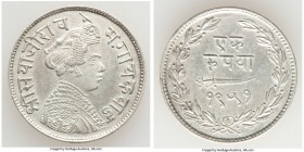 Baroda. Sayaji Rao III Rupee VS 1951 (1894) XF (Lightly Cleaned), KM-Y36a. 27.8mm. 11.30gm. Dealer tag included. 

HID09801242017

© 2020 Heritage...