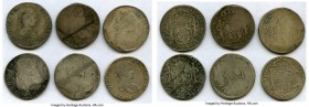 Ferdinand VII 6-Piece Lot of Uncertified Assorted 8 Reales, 1) 8 Reales 1818 D-RM - Fine, Durango mint, KM111.2. 39.8mm. 26.35gm 2) 8 Reales 1816 (D)-...