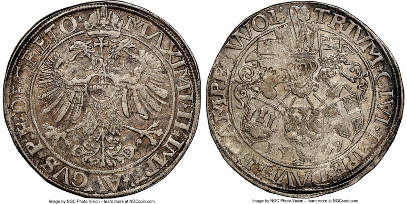 Deventer, Campen & Zwolle. Provincial Rijksdaalder 1569 AU55 NGC, Dav-8537. 

...
