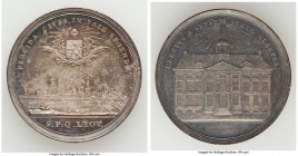 Leeuwarden silver Medal ND UNC (Surface Hairlines), 30.4mm. 10.01gm. PLACIDA CIVES IN PACE REGENDO Radiate hat above coat of arms, above palm fronds w...