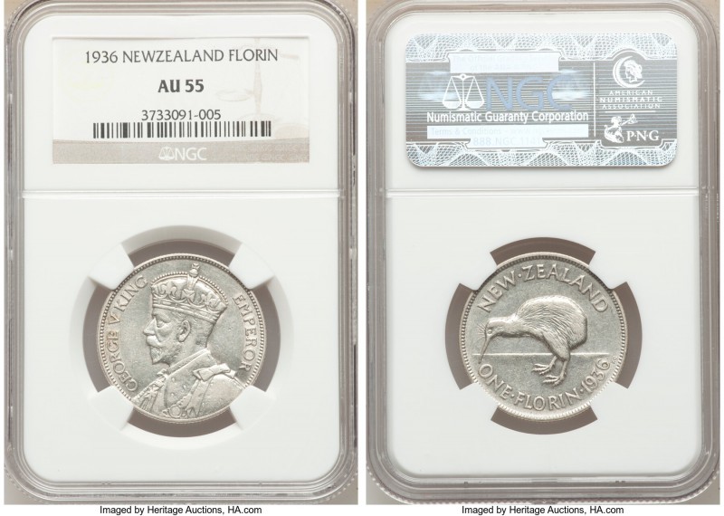 George V Florin 1936 AU55 NGC, KM4. Last year of type and key date of series. 
...