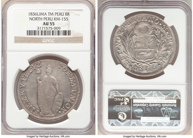 North Peru. Republic 8 Reales 1836 LM-TM AU55 NGC, Lima mint, KM155.

HID09801...