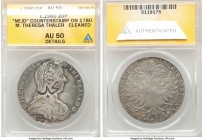 Nejd Pair of Certified Counterstamped 20 Piastres ND (c. 1960) AU50 Details (Cleaned) ANACS, KM-X14.2. Both countermarked on Austria Maria Theresa Tal...