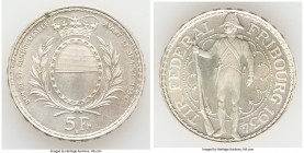 Confederation "Fribourg Shooting Festival" 5 Francs 1934-B UNC, Bern mint, KM-XS18. 31.2. 14.95gm. Struck to commemorate the Federal Festival in Fribo...