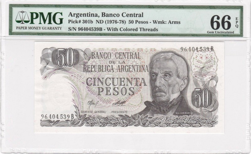 Argentina - 50 Pesos - PMG 66EPQ - (1976-78)