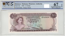 Bahamas - 0.5 Dollars - PCGS 67OPQ - (1968)  SN D510626