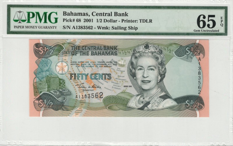 Bahamas - 0.5 Dollars - PMG 65EPQ - (2001)