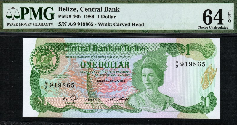 Belize - 1 Dollar - PMG 64EPQ - (1986)