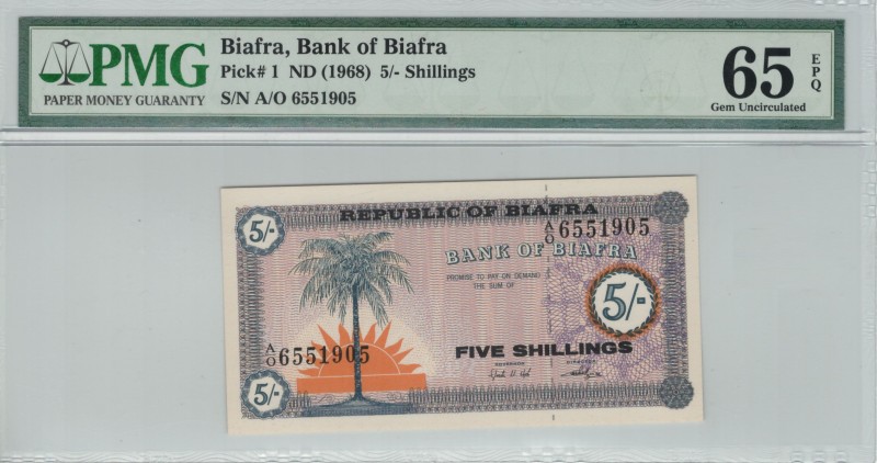 Biafra - 5 Shillings - PMG 65EPQ - (1968) SN A/O 6551905