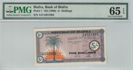 Biafra - 5 Shillings - PMG 65EPQ - (1968)  SN A/O 6551905