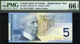 Canada - 5 Dollars - PMG 66EPQ - (2004-2005) Replacement/Star SN HOL7735697