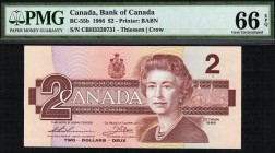 Canada - 2 Dollars - PMG 66EPQ - (1986) 5 Consecutive numbers SN CBH3320731