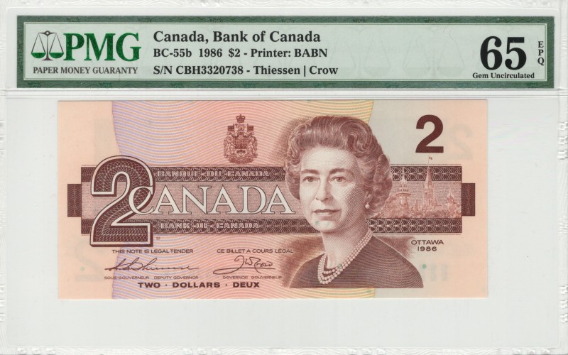 Canada - 2 Dollars - PMG 65EPQ - (1986) SN CBH3320738