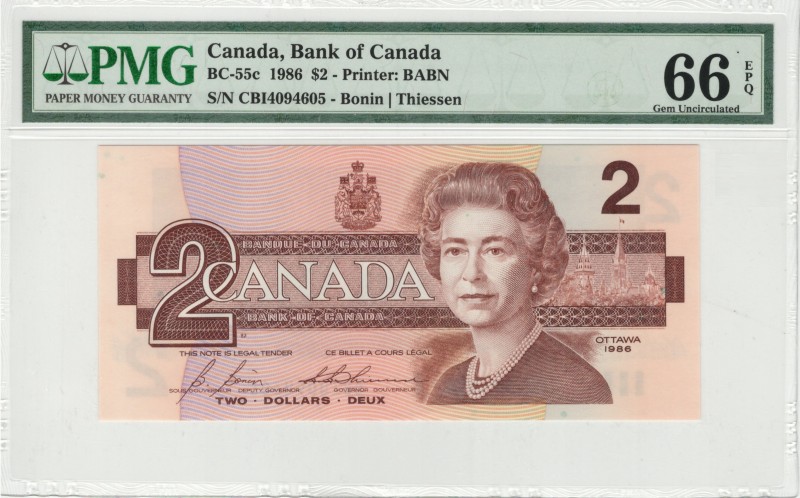Canada - 2 Dollars - PMG 66EPQ - (1986) SN CBI4094605