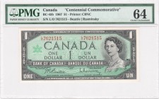 Canada - 1 Dollar - PMG 64 - (1967) Centennial Commemorative