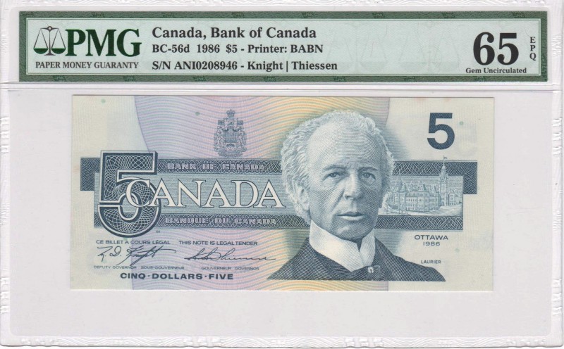 Canada - 5 Dollars - PMG 65EPQ - (1986)