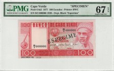 Cape Verde - 100 Escudos - PMG 67EPQ - (1977) Specimen