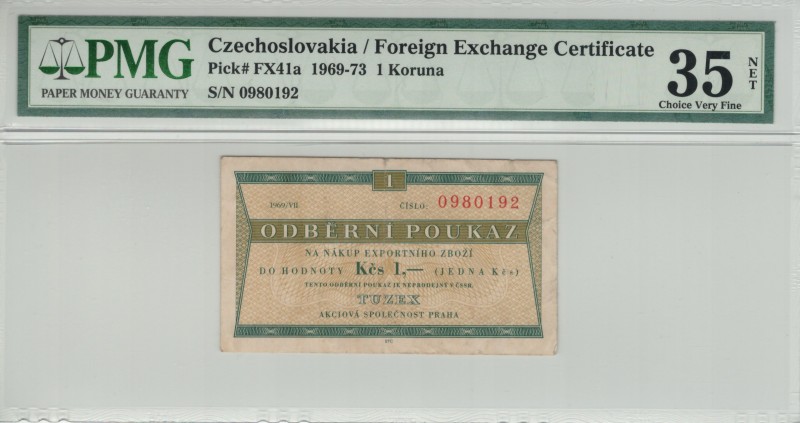 Czechoslovakia - 1 Koruna - PMG 35NET - (1969-1973) Foreign Exchange Certificate