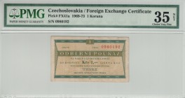 Czechoslovakia - 1 Koruna - PMG 35NET - (1969-1973) Foreign Exchange Certificate