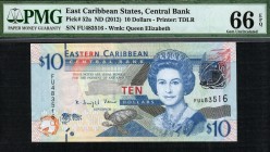 East Caribbean States - 10 Dollars - PMG 66EPQ - (2012)  SN FU483516
