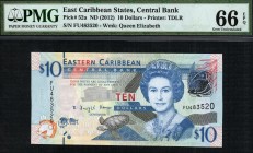 East Caribbean States - 10 Dollars - PMG 66EPQ - (2012)  SN FU483520
