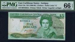 East Caribbean States - 5 Dollars - PMG 66EPQ - (1986-1988)