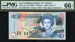East Caribbean States - 10 Dollars - PMG 66EPQ - (2003)