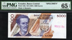 Ecuador - 5000 Sucres - PMG 65EPQ - (1987) Specimen
