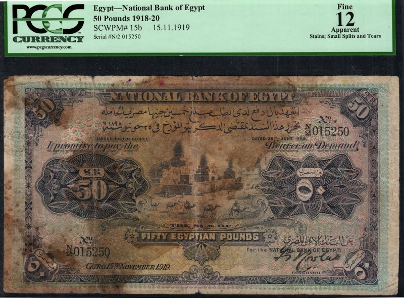 Egypt - 50 Pounds - PCGS 12 - (1919)