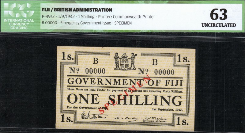 Fiji - 1 Shilling - ICG 63 - (1942) Specimen