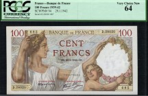 France - 100 Francs - PCGS 64 - (1939-1942)  SN D.28020 685