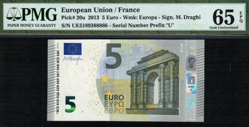 EU France - 5 Euros - PMG 65EPQ - (2013) SN UE5189388866