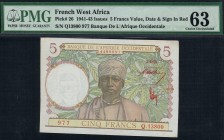 French West Africa - 5 Francs - PMG 63 - (1941-1943)