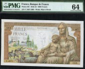 France - 1000 Francs - PMG 64 - (1942-1944)
