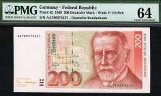 Germany - Federal Republic - 200 Doeutshe Mark - PMG 64 - (1989)