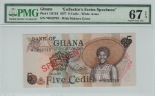 Ghana - 5 Cedits - PMG 67EPQ - (1977) Collector Series Specimen