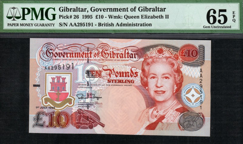 Gibraltar - 10 Pounds - PMG 65EPQ - (1995)