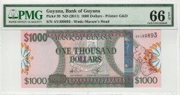 Guyana - 1000 Dollars - PMG 66EPQ - (2011)