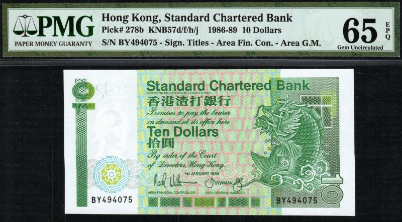 Hong Kong - 10 Dollars - PMG 65EPQ - (1986-1989) SN BY494075