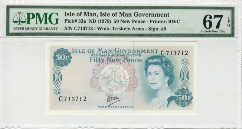 Isle of Man - 50 Pence - PMG 67EPQ - (1979) SN C713712