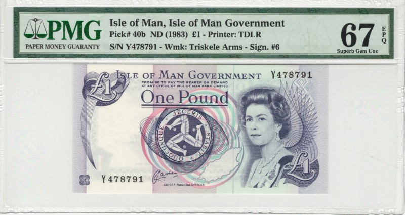 Isle of Man - 1 Pounds - PMG 67EPQ - (1983) SN Y478791