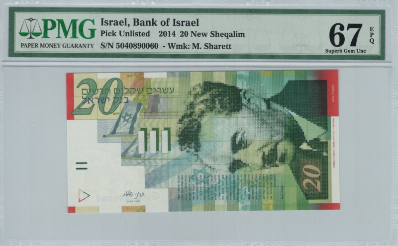 Israel - 20 New Sheqalim - PMG 67EPQ - (2014) SN 5040890060