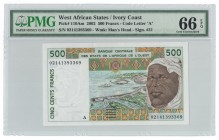 Ivory Coast - 500 Francs - PMG 66EPQ - (2002)