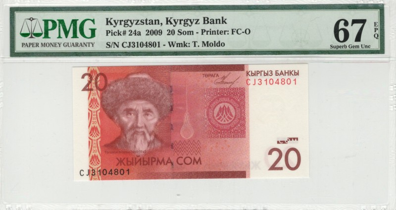 Kyrgyzstan - 20 Som - PMG 67EPQ - (2009)