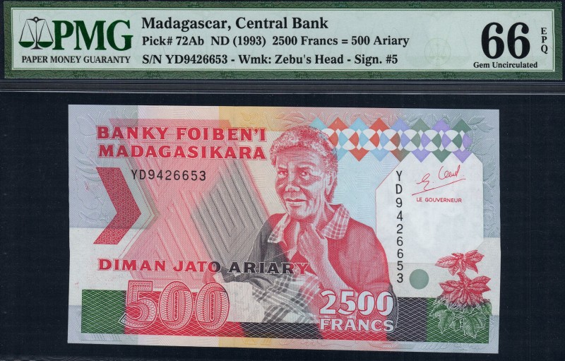 Madagascar - 2500 Francs - PMG 66EPQ - (1993) SN YD9426653