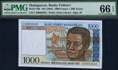Madagascar - 1000 Francs - PMG 66EPQ - (1994)