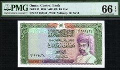 Oman - 0.5 Rials - PMG 66EPQ - (1987)  SN B/5 982434
