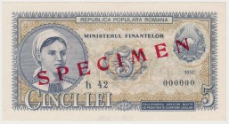 Romania - 5 Lei - 1952 - Specimen