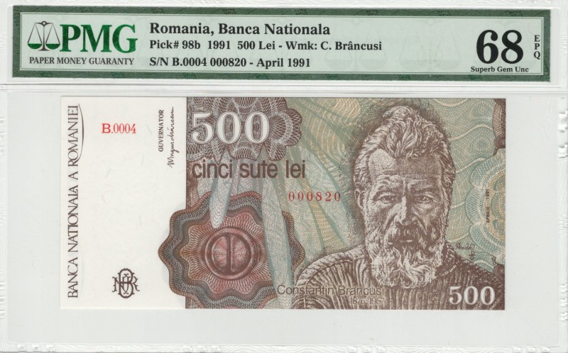 Romania - 500 Lei - PMG 68EPQ - (1991)