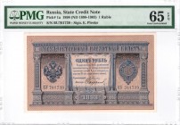 Russia - State Credit Note - 1 Ruble - 1898 PMG 65 EPQ Sign. E.Pleske - Pick#1a